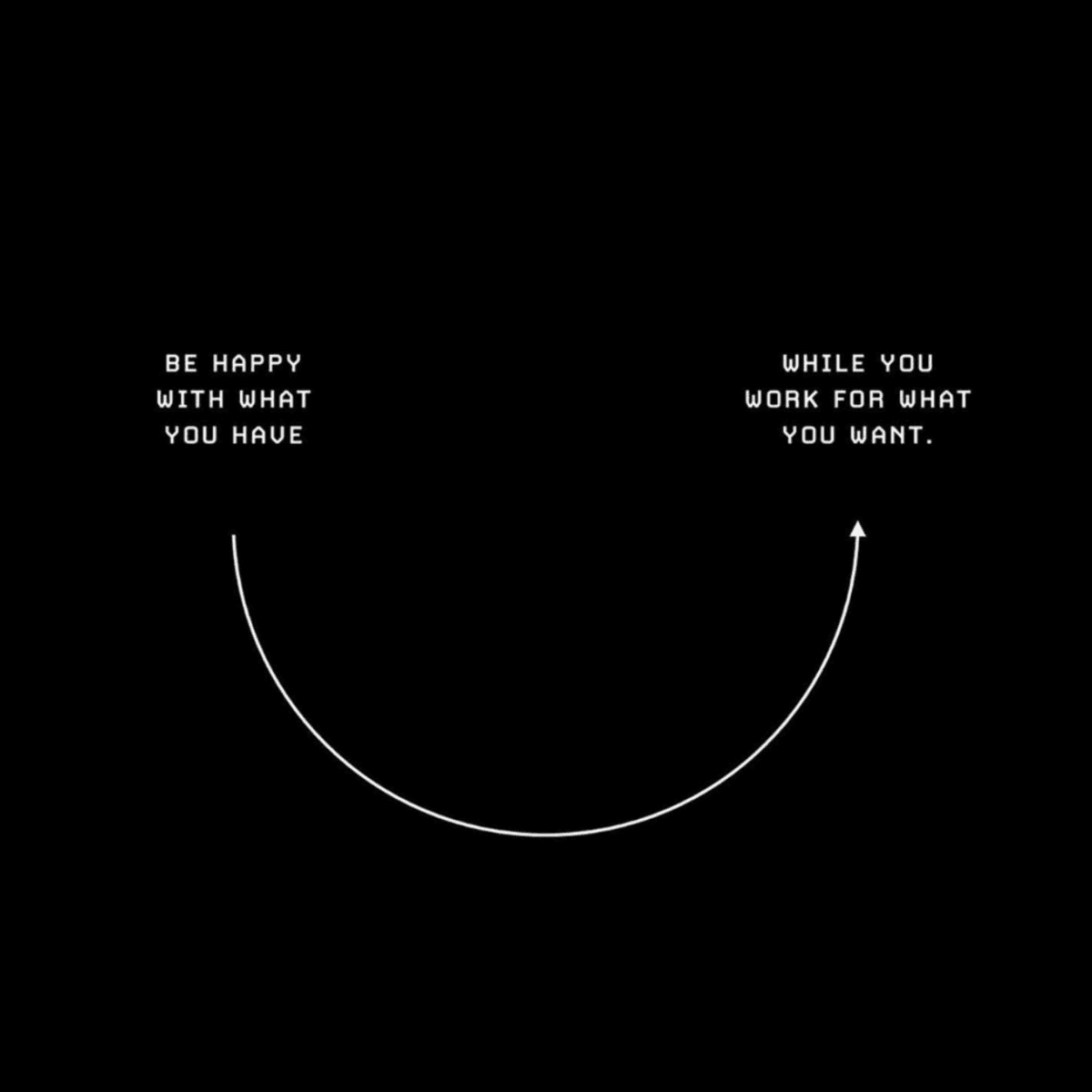 “Be happy with what you have while you work for what you want.”